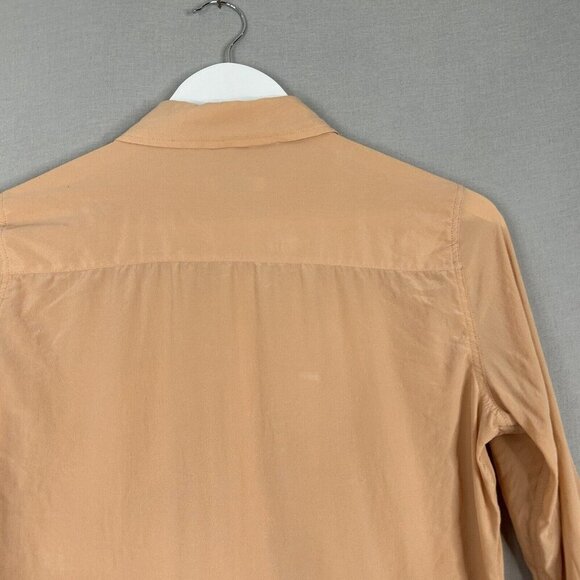 Equipment Womens Top Small Parasol Peach Orange Silk Button Shirt Blouse Work - Picture 8 of 11